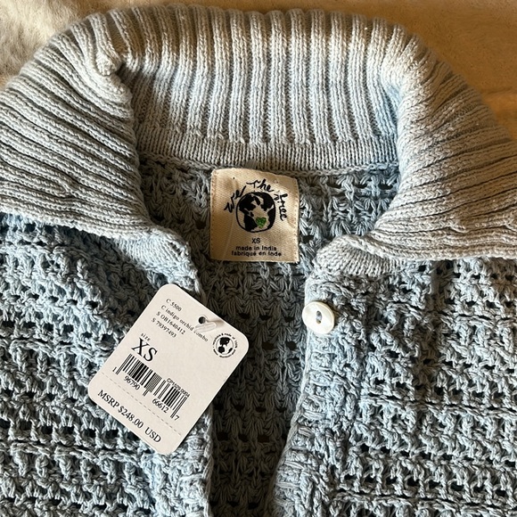 Free People Ombre Blue to Purple Open Stitch Alicia Crochet Cardigan XS NWT - Picture 5 of 12
